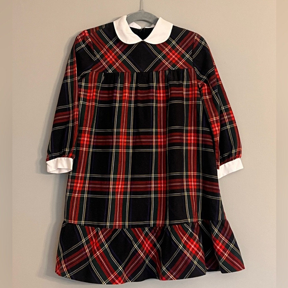 Florence Eiseman Navy and Red Plaid Girls Dress